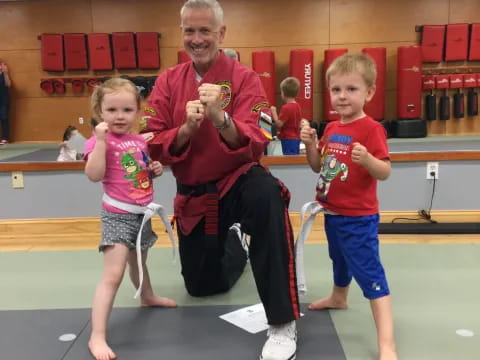 a person and two children