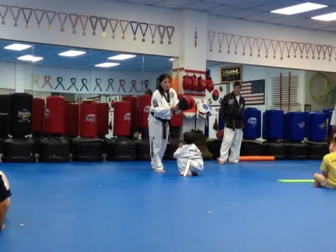 a group of people in a room