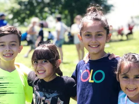 a group of children smiling
