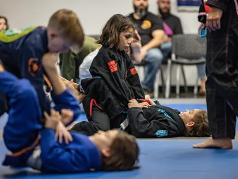 a group of people in a circle