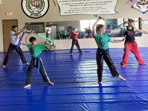 a group of people in a room