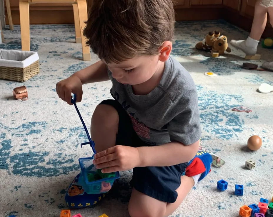 a child playing with toys