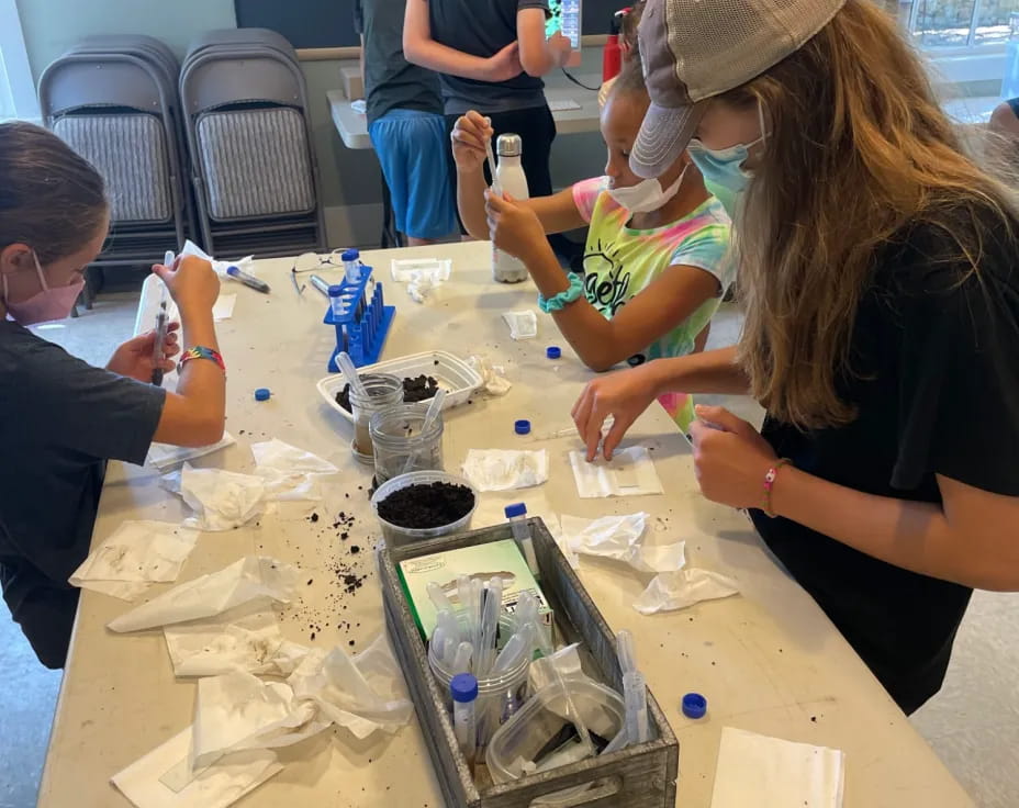 a group of people painting
