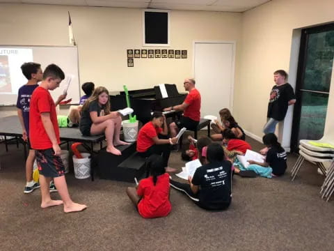 a group of people in a room