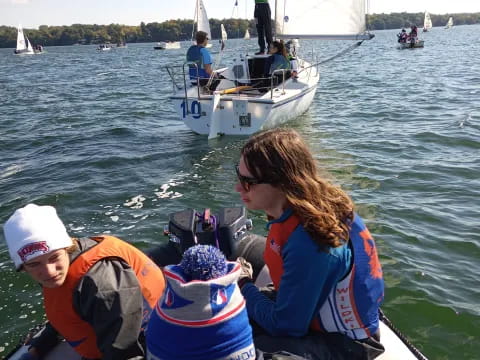 a group of people on a boat