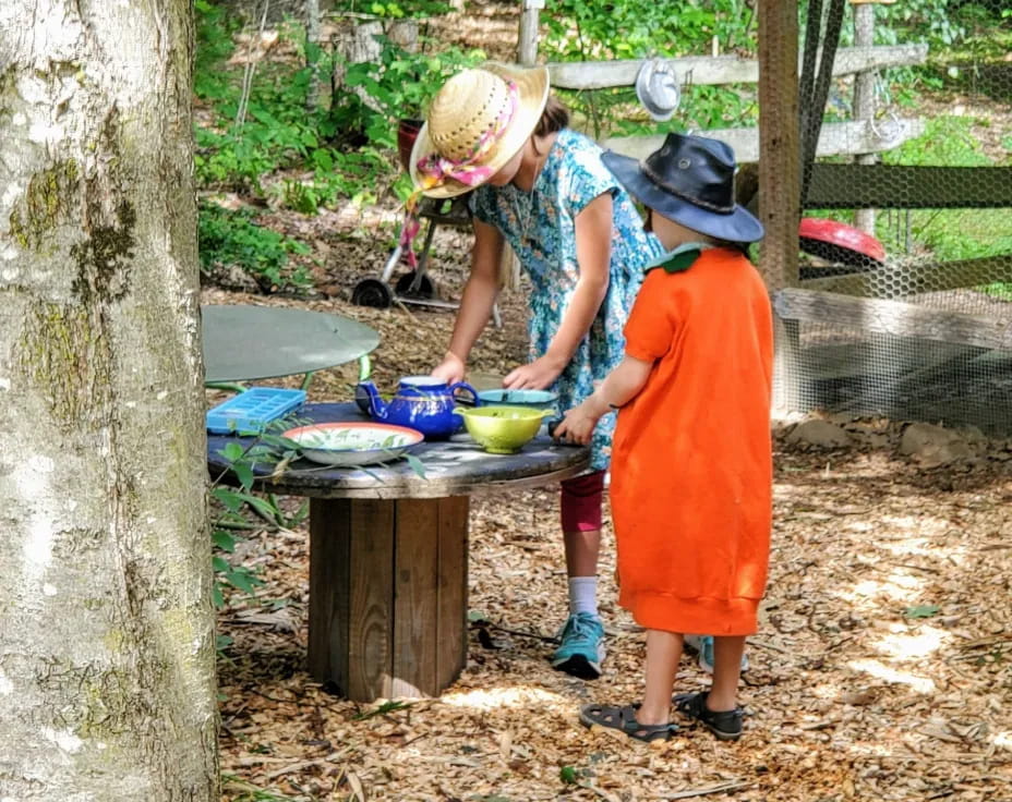 a man and a child outside