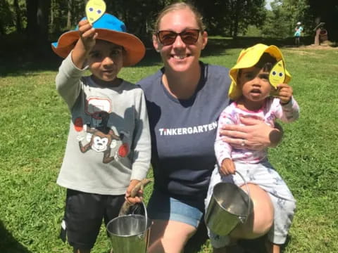 a person and two children