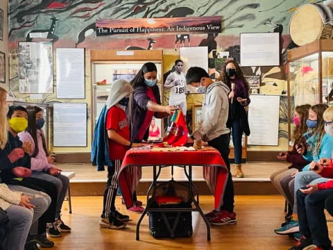 a group of people in a classroom