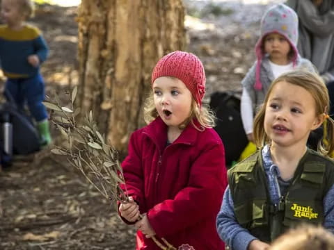 a group of children outside