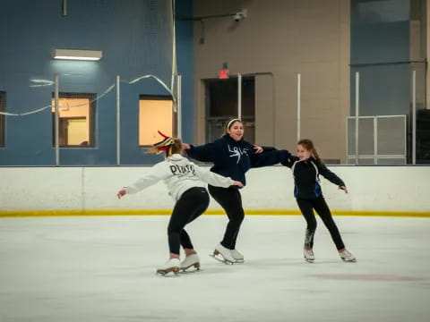 a group of people ice skating