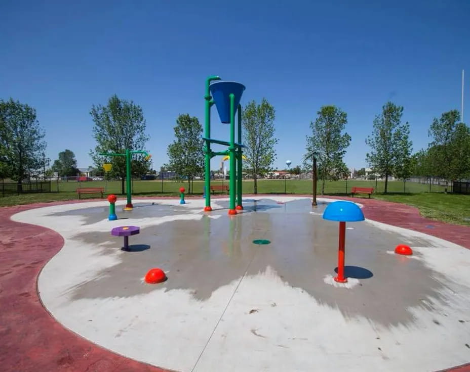 a playground with a slide