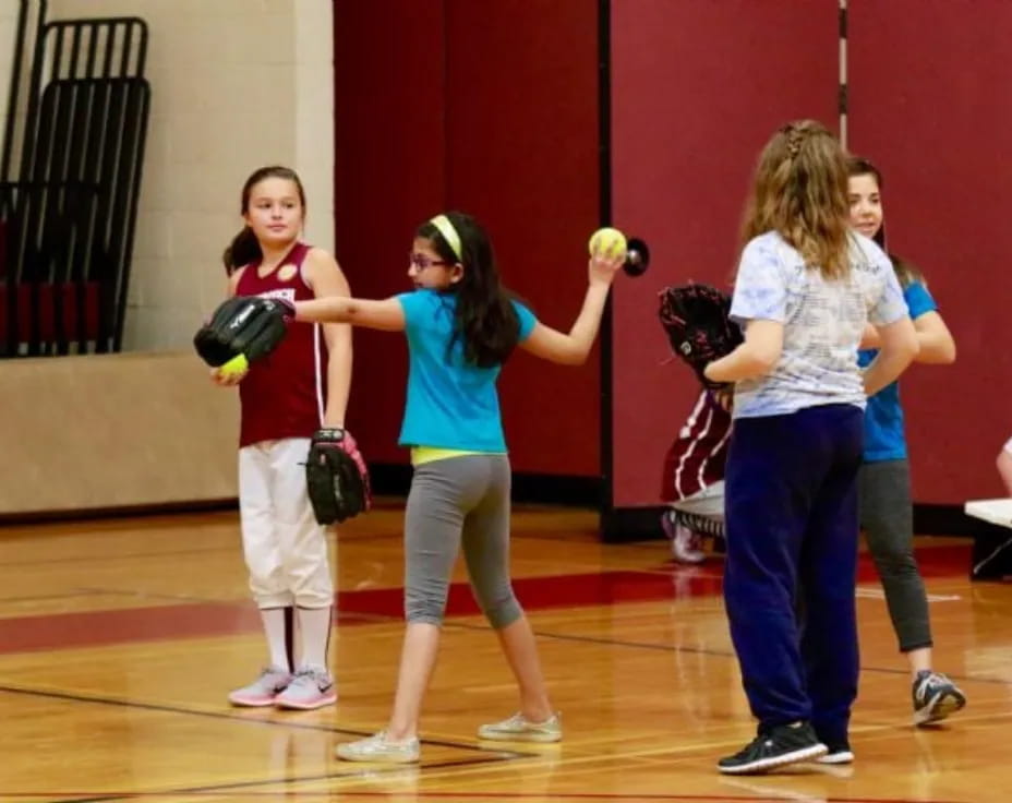 a group of girls playing a game