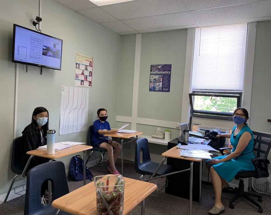 a group of people in a room