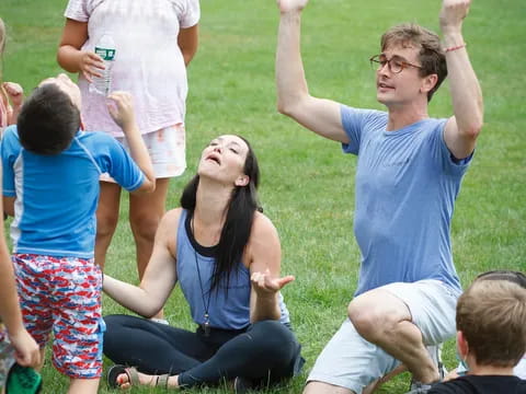 a group of people in a circle