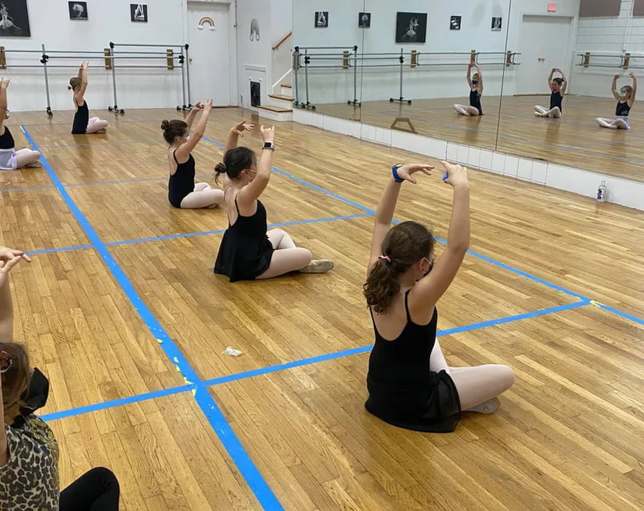 a group of women exercising