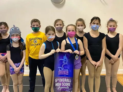 a group of people wearing masks