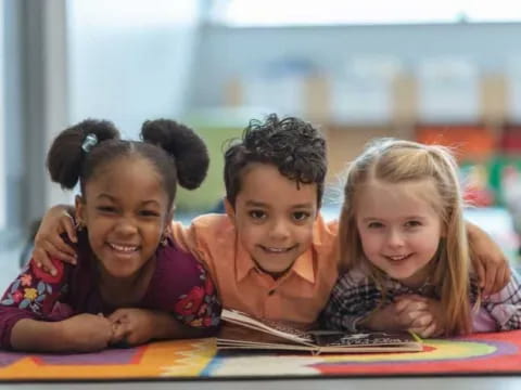 a group of children smiling