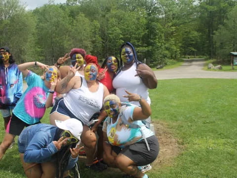 a group of people wearing masks