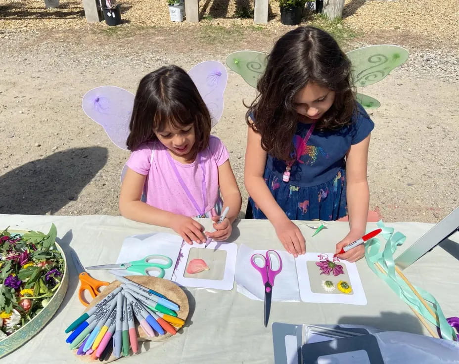 a couple of girls painting
