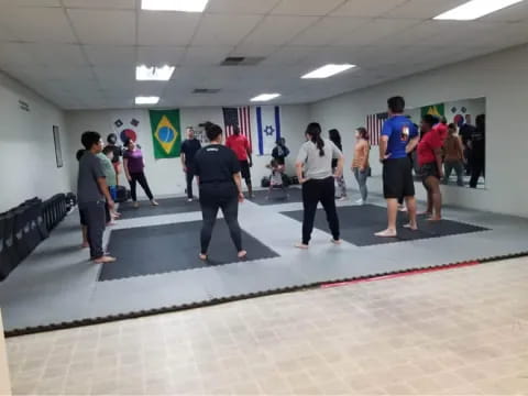 a group of people in a room