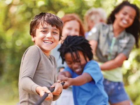 a group of people smiling