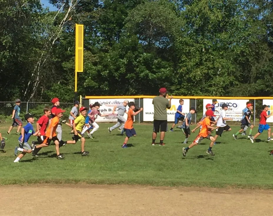 a group of people playing football