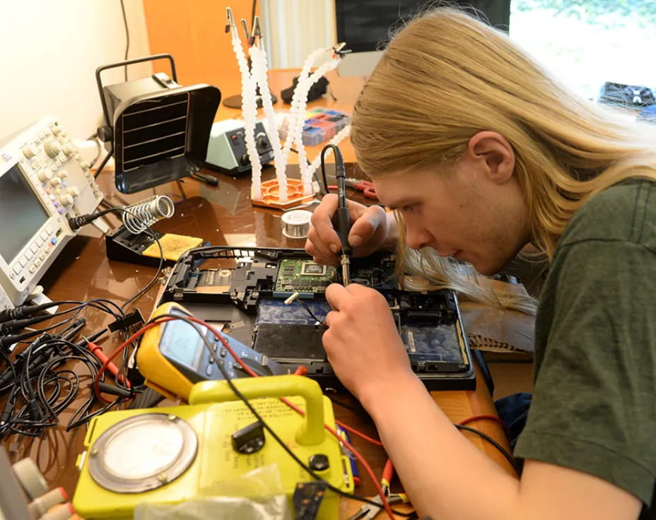 a person working on a machine