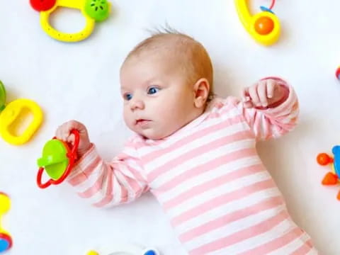 a baby lying on its back