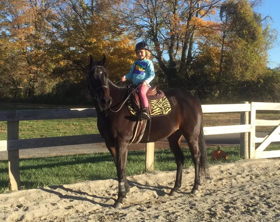 a girl riding a horse