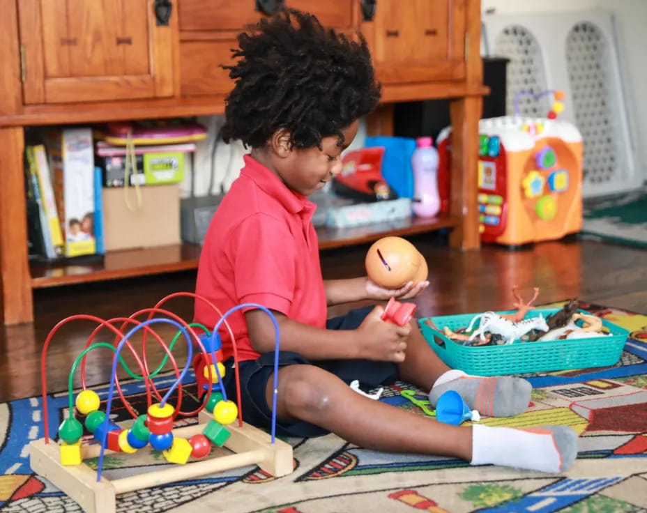 a child playing with toys