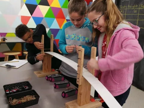 a group of people painting