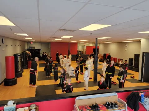 a group of people in a room