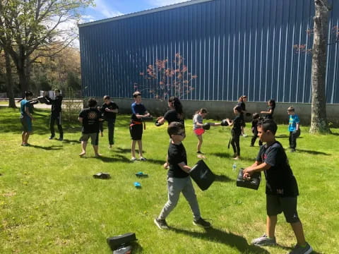 a group of people playing a game