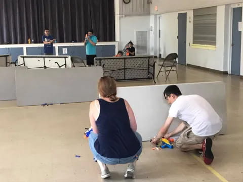 a group of people playing a game