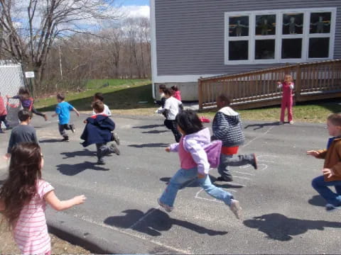 a group of children playing outside