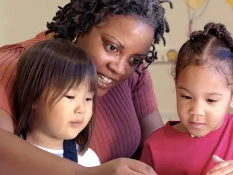 a person and a couple of children