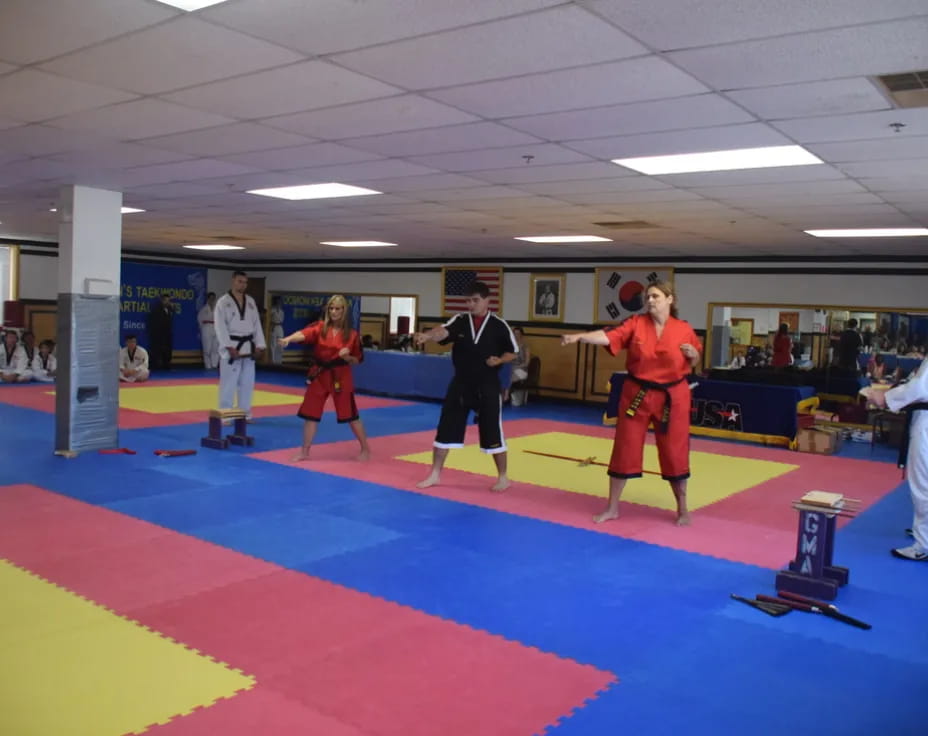 a group of people in a room