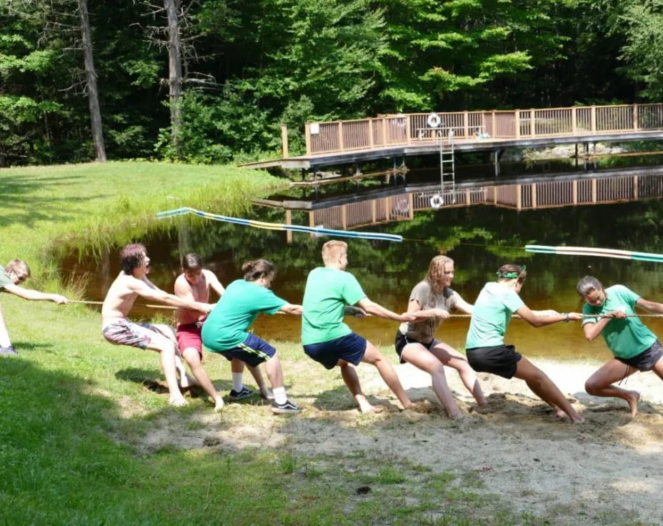 a group of people in a circle