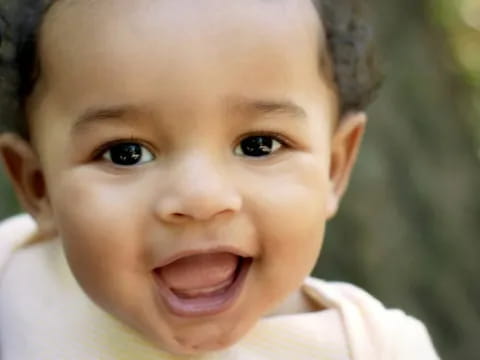 a close up of a baby