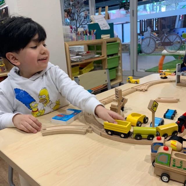 a child playing with toys