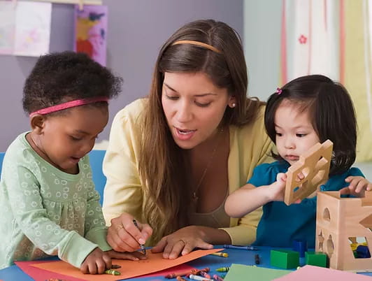a person and two children