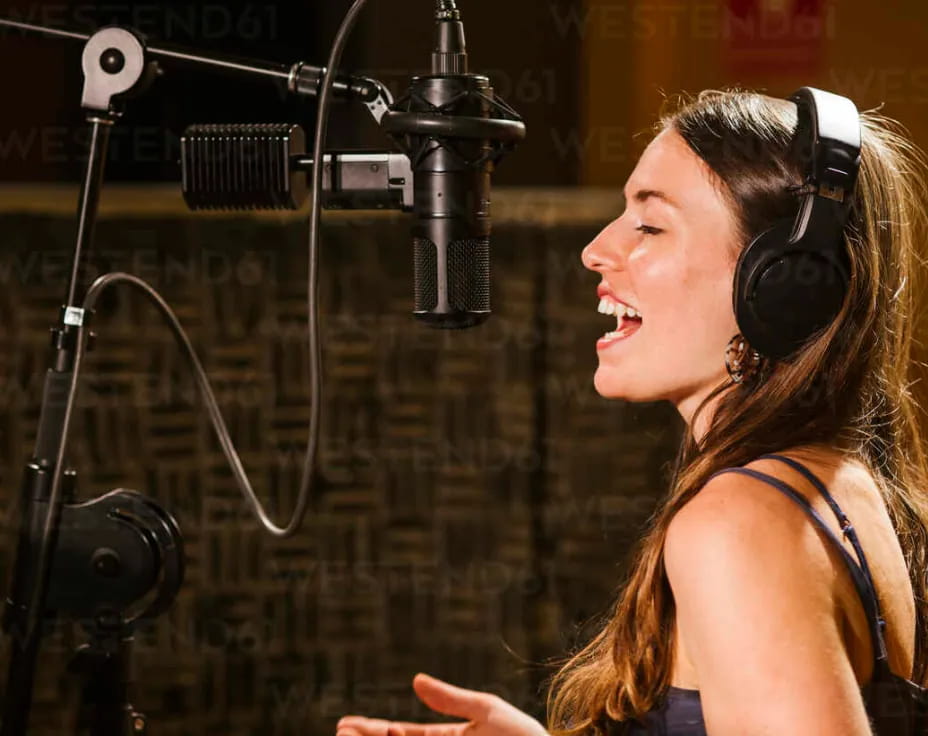 a woman wearing headphones