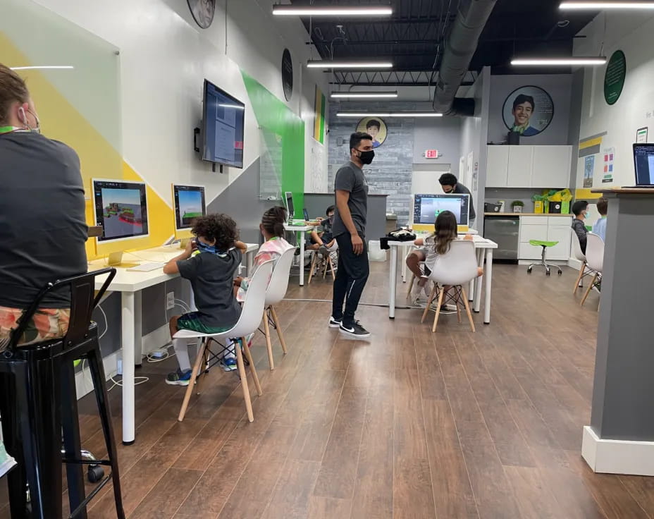 a group of people in a room