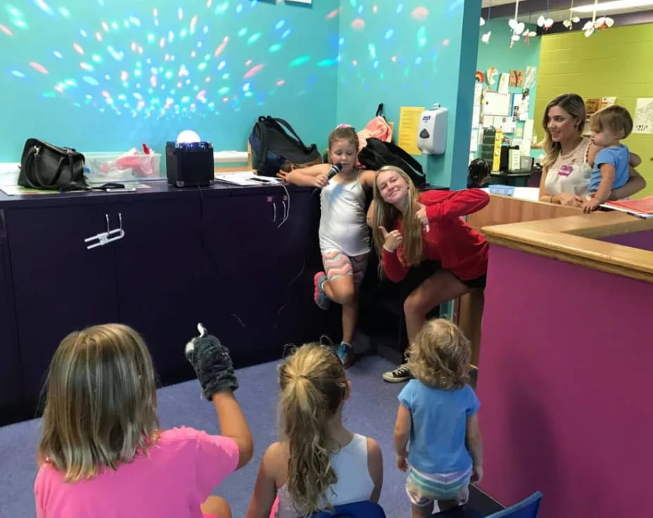 a group of children in a room