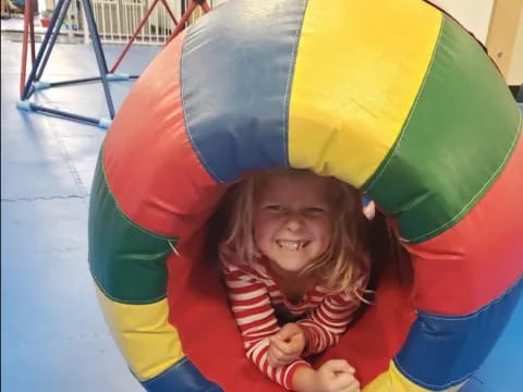 a girl in a large ball