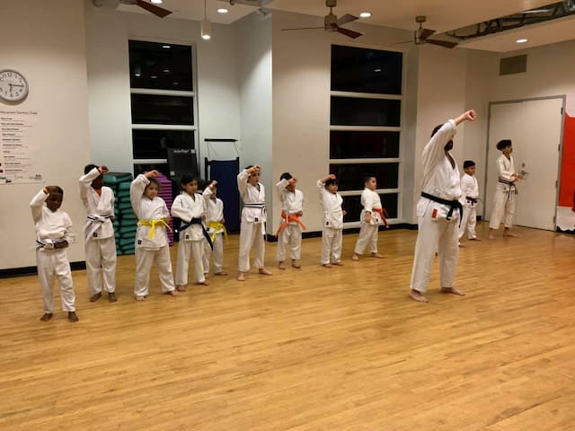 a group of people in a room