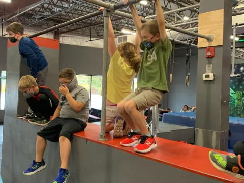 a group of people working out