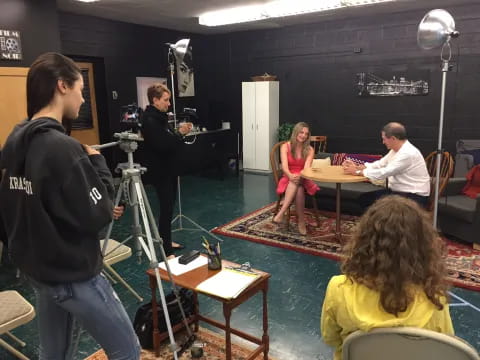 a group of people in a room