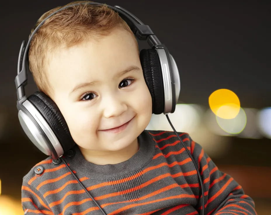 a boy wearing headphones