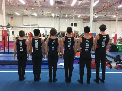 a group of people in a gym